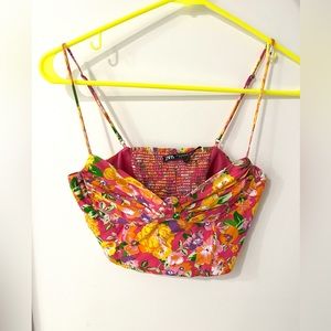 zara floral corset top